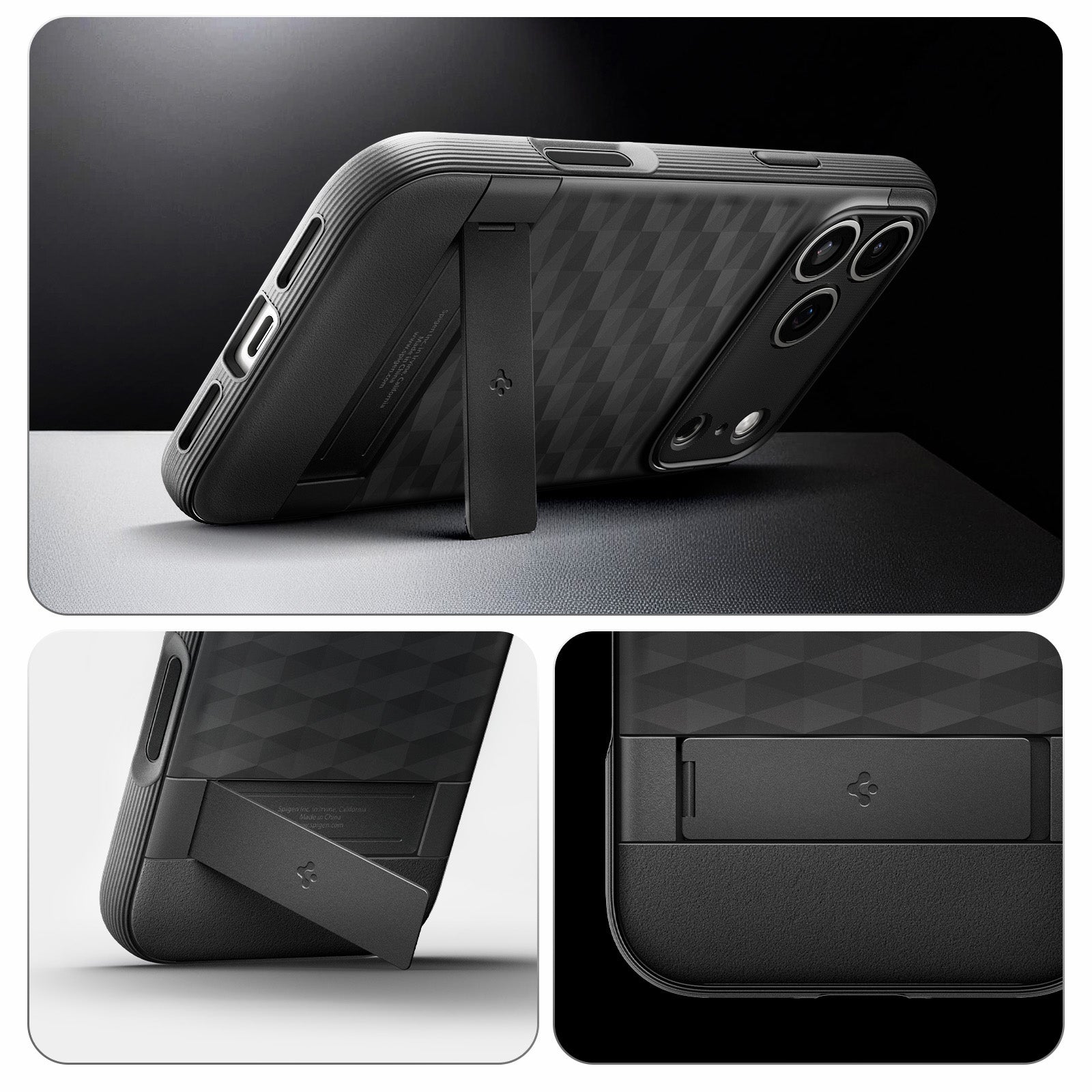 Handyhülle für iPhone 17 Pro Max, Spigen Parallax S Mag mit MagSafe, Schwarz
