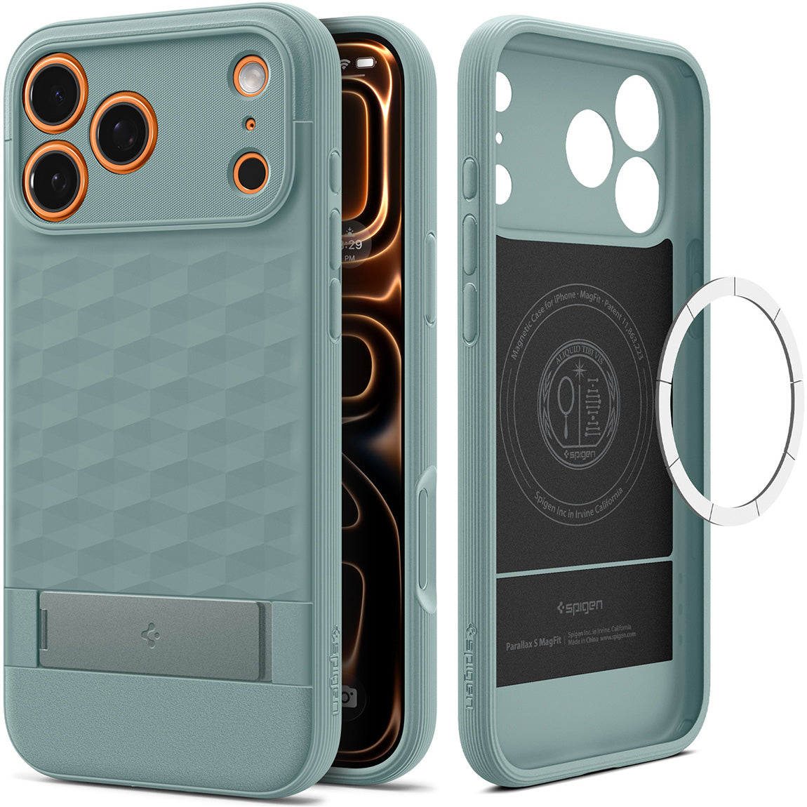 Handyhülle für iPhone 17 Pro, Spigen Parallax S Mag mit MagSafe, Grün