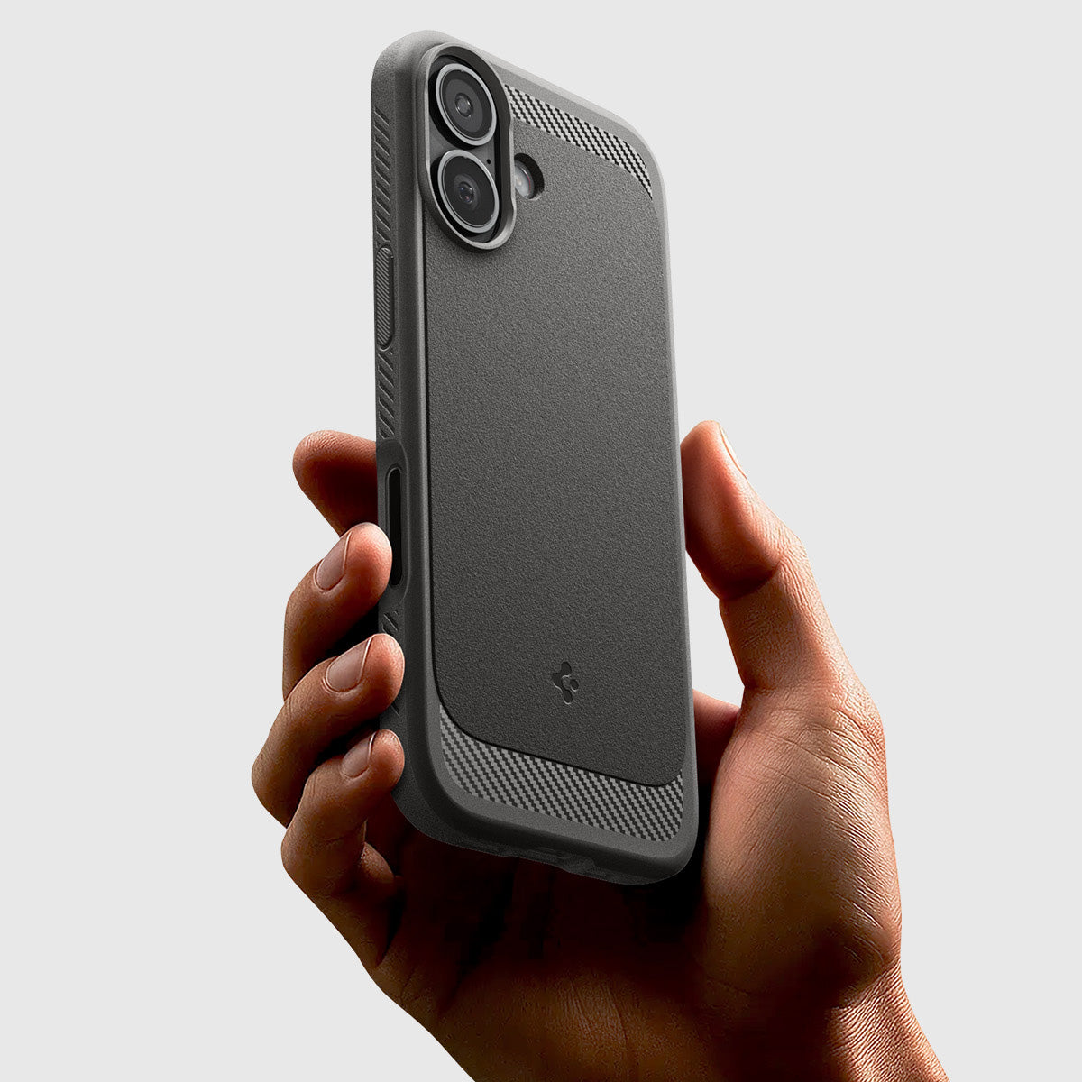 Handyhülle für iPhone 17, Spigen Rugged Armor Mag mit MagSafe, Grau