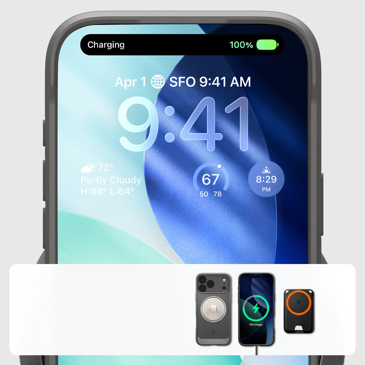 Handyhülle für iPhone 17 Pro, Spigen Rugged Armor Mag mit MagSafe, Grau