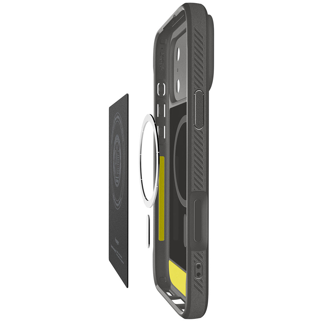 Handyhülle für iPhone 17 Pro, Spigen Rugged Armor Mag mit MagSafe, Grau