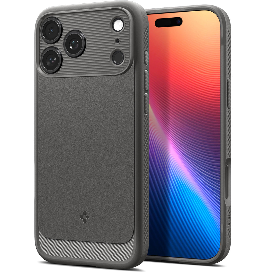 Handyhülle für iPhone 17 Pro, Spigen Rugged Armor Mag mit MagSafe, Grau