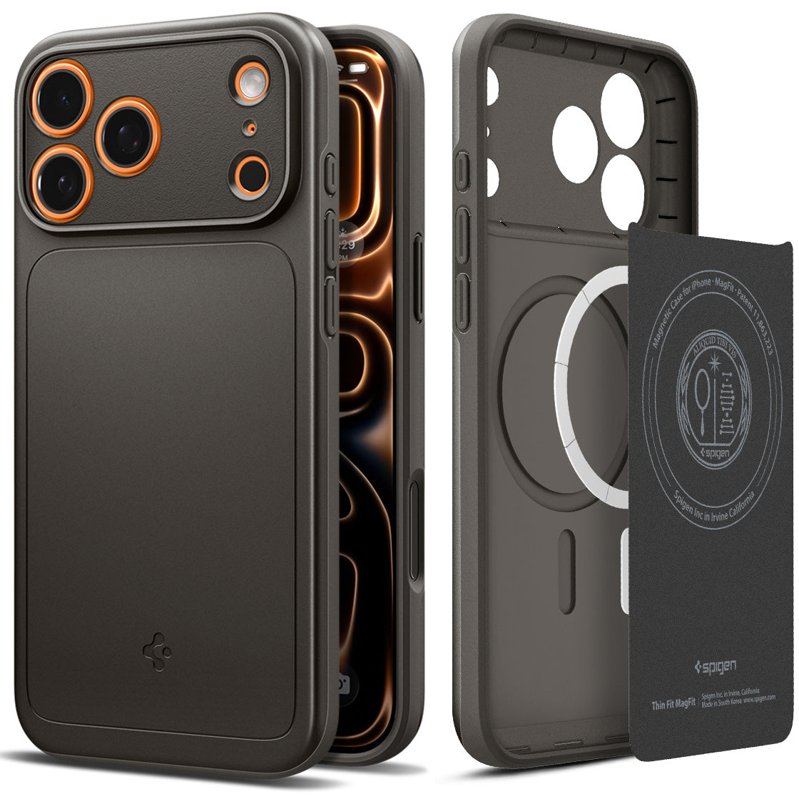 Handyhülle für iPhone 17 Pro Max, Spigen Thin Fit Mag mit MagSafe, Rotguss