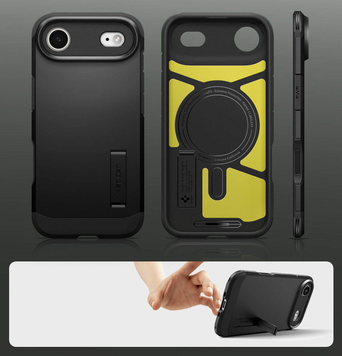 Handyhülle für iPhone Air, Spigen Tough Armor T Mag (CC) mit MagSafe, Schwarz