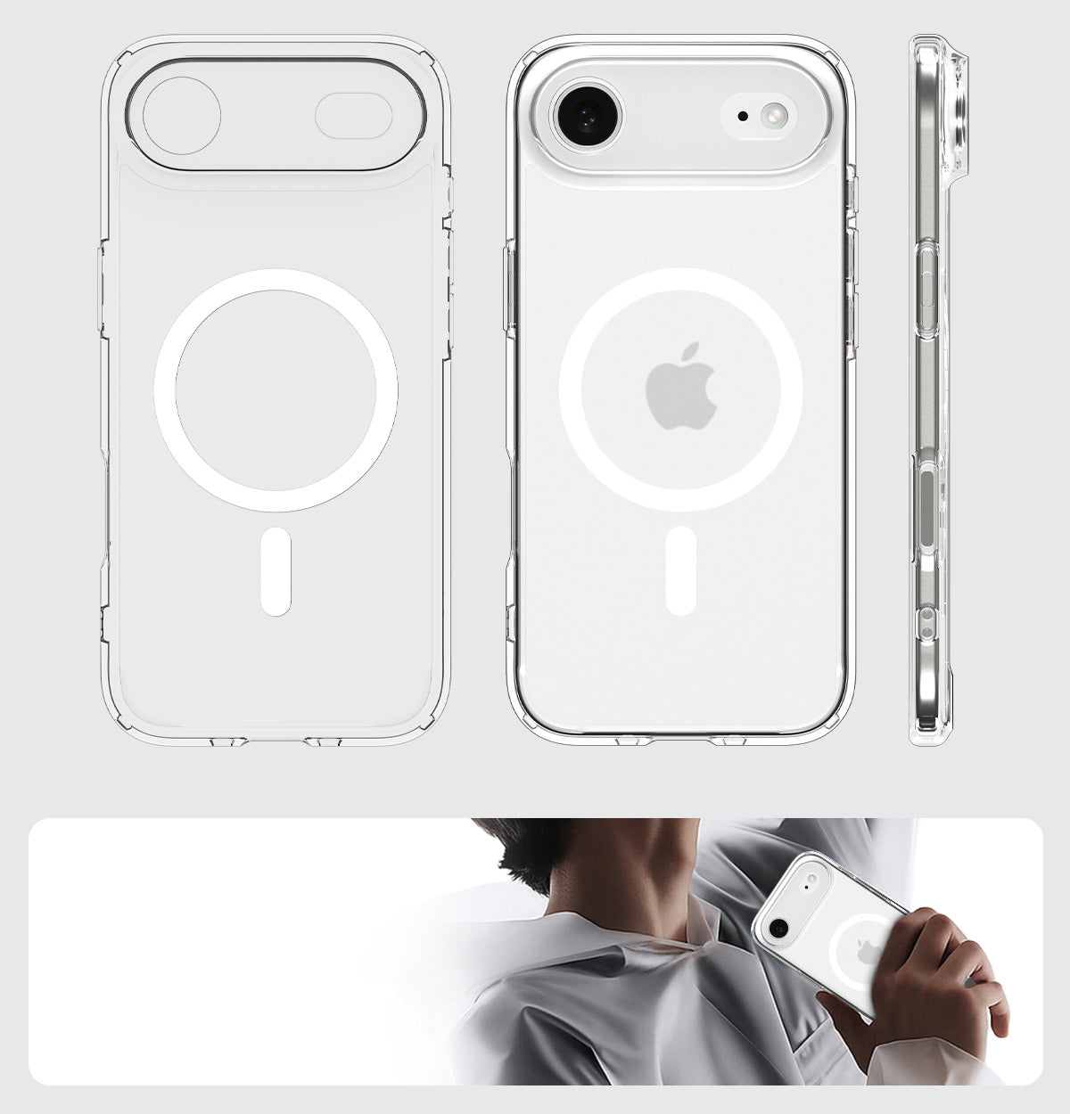 Handyhülle für iPhone Air, Spigen Ultra Hybrid Mag mit MagSafe, Durchscheinend-Weiß