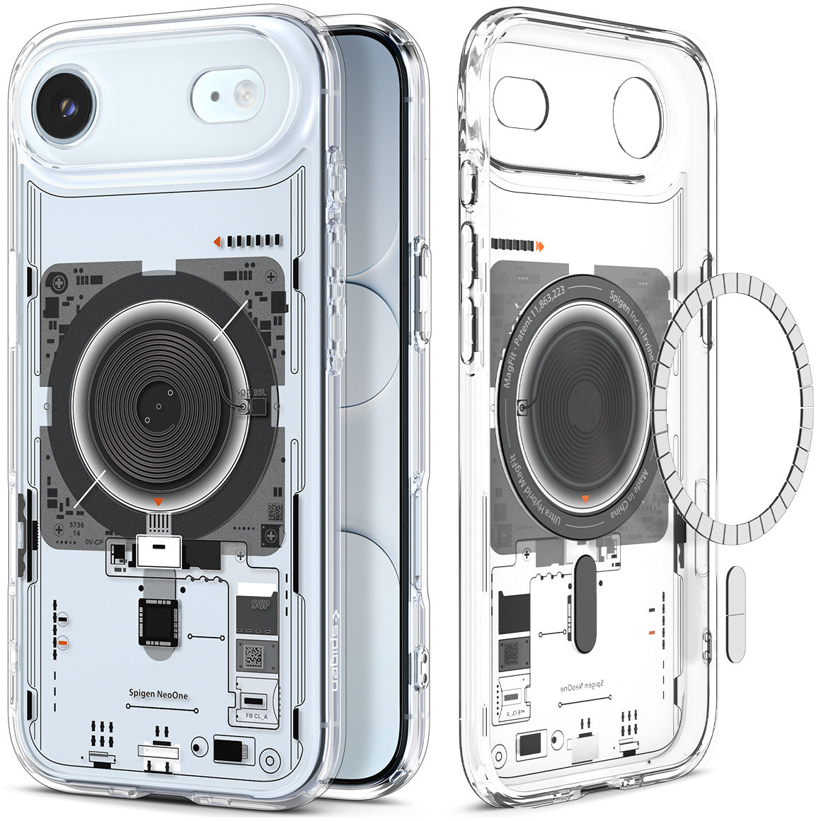 Handyhülle für iPhone Air, Spigen Ultra Hybrid Mag mit MagSafe, Transparent-Gemustert (Neo One)