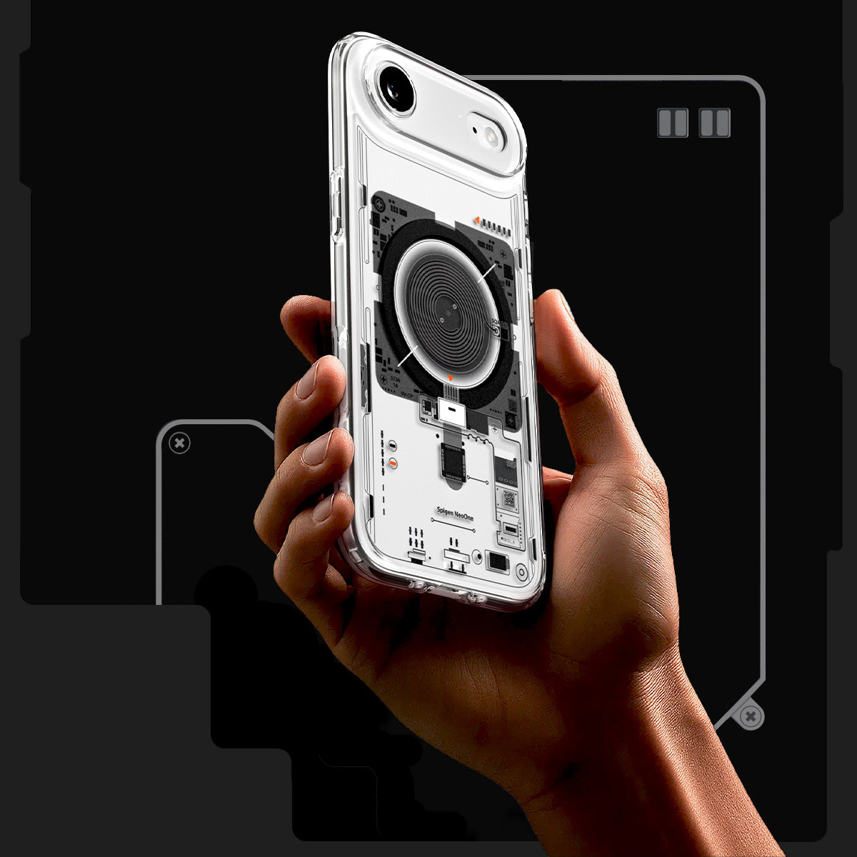 Handyhülle für iPhone Air, Spigen Ultra Hybrid Mag mit MagSafe, Transparent-Gemustert (Neo One)