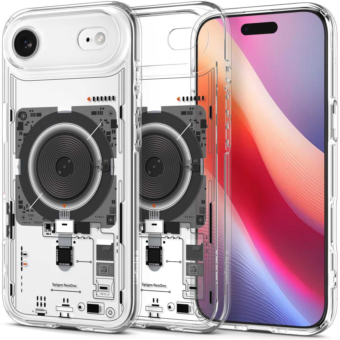 Handyhülle für iPhone Air, Spigen Ultra Hybrid Mag mit MagSafe, Transparent-Gemustert (Neo One)