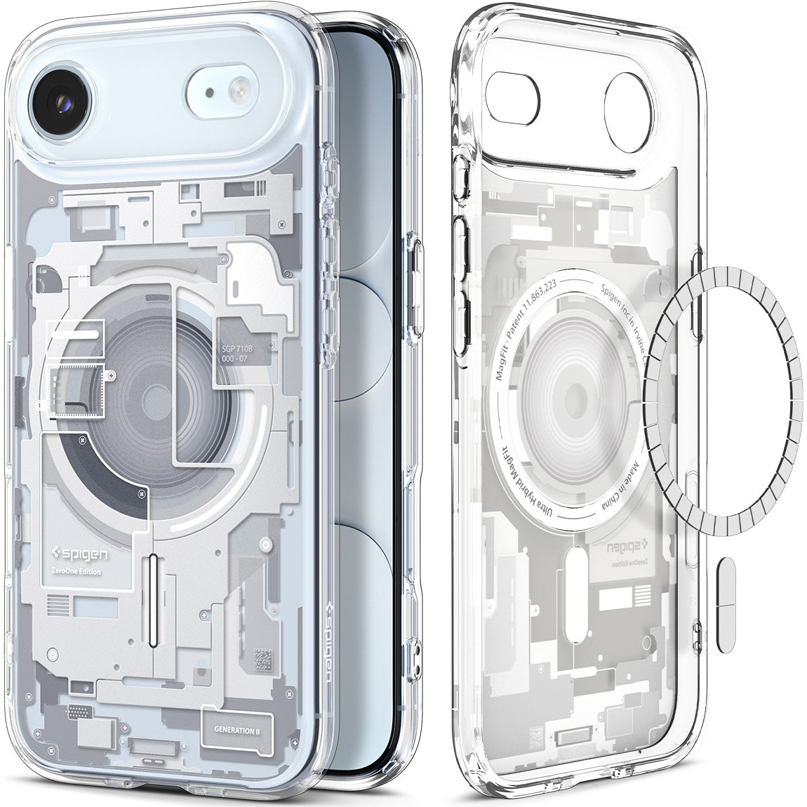 Handyhülle für iPhone Air, Spigen Ultra Hybrid Mag mit MagSafe, Weiß-Grau (Zero One)