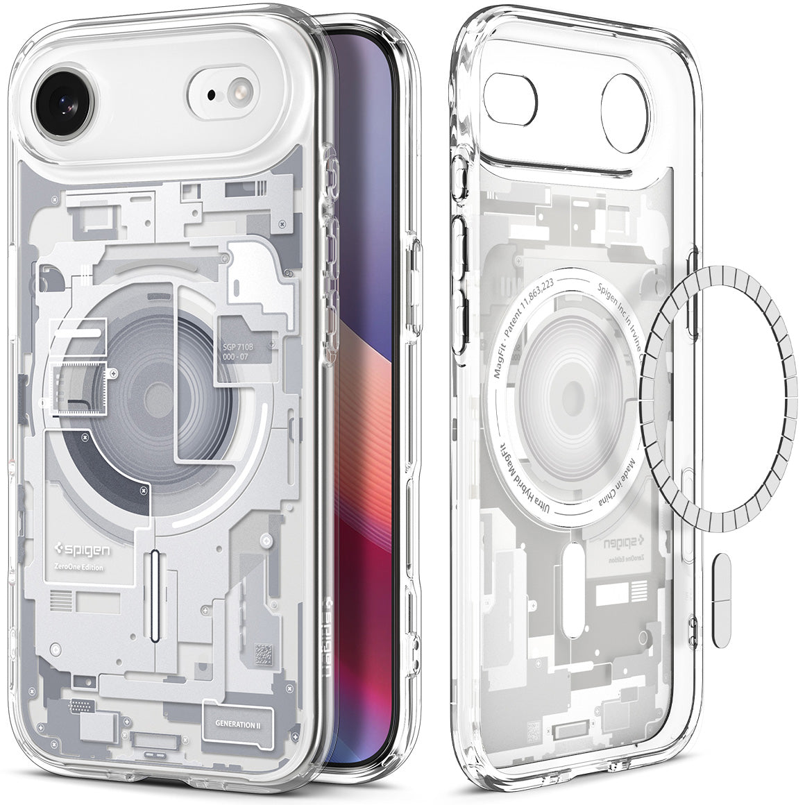Handyhülle für iPhone Air, Spigen Ultra Hybrid Mag mit MagSafe, Weiß-Grau (Zero One)