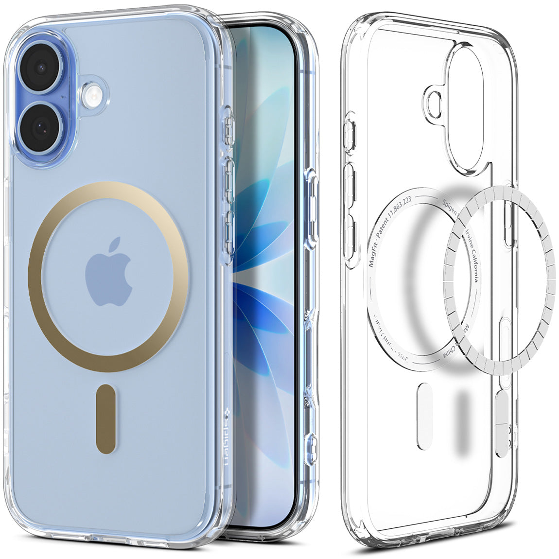 Handyhülle für iPhone 17, Spigen Ultra Hybrid Mag mit MagSafe, Transparent-Golden