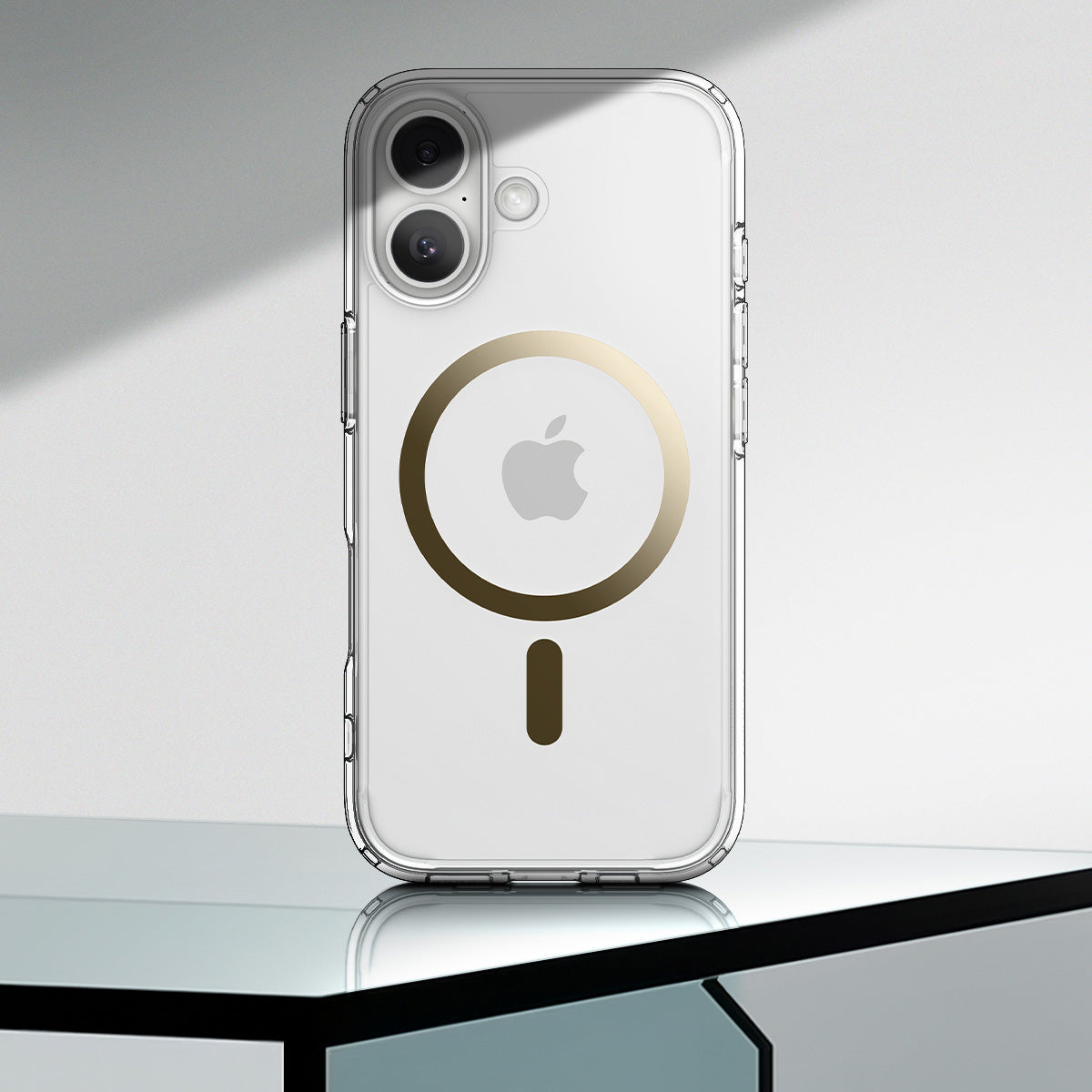 Handyhülle für iPhone 17, Spigen Ultra Hybrid Mag mit MagSafe, Transparent-Golden