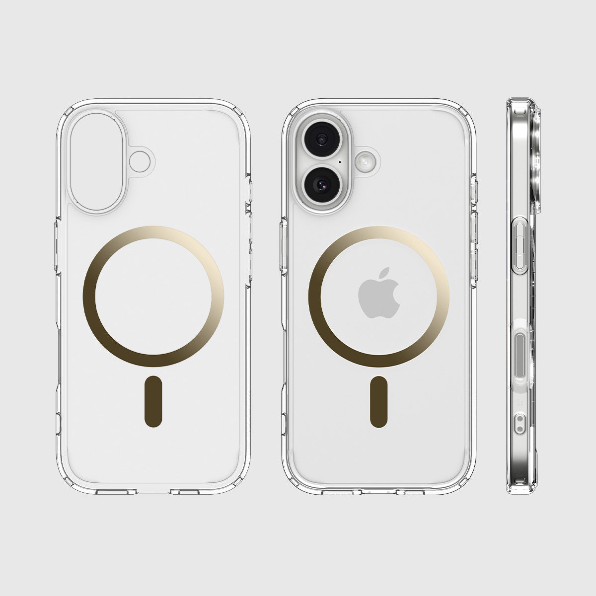 Handyhülle für iPhone 17, Spigen Ultra Hybrid Mag mit MagSafe, Transparent-Golden