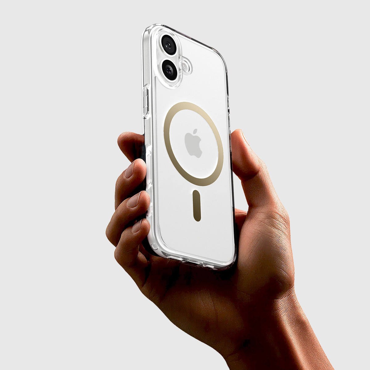 Handyhülle für iPhone 17, Spigen Ultra Hybrid Mag mit MagSafe, Transparent-Golden