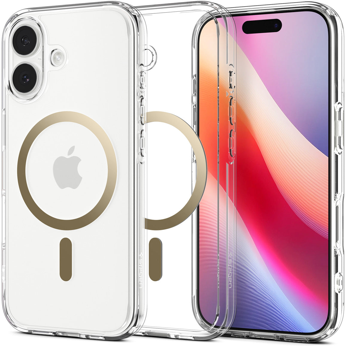 Handyhülle für iPhone 17, Spigen Ultra Hybrid Mag mit MagSafe, Transparent-Golden