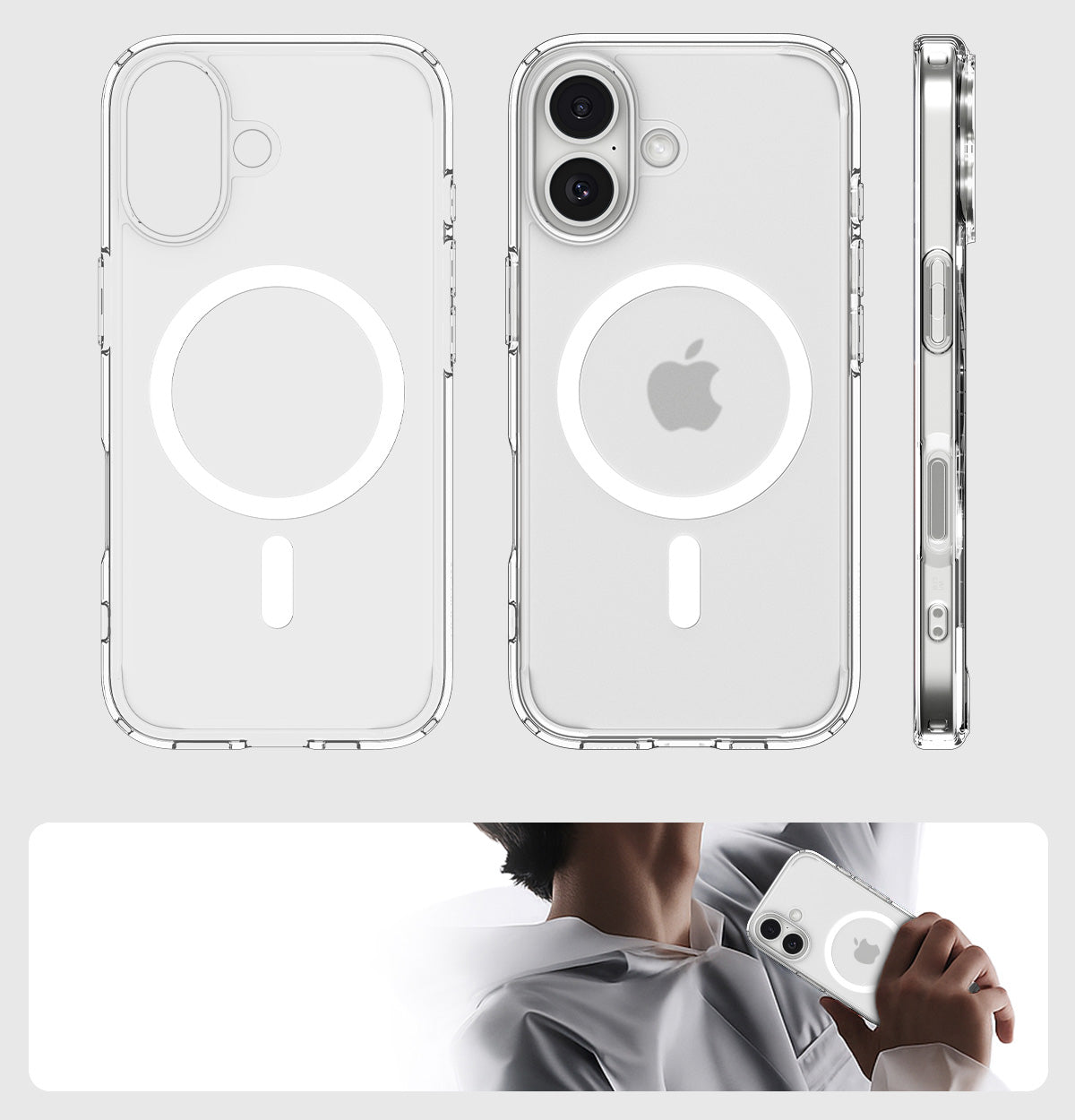 Handyhülle für iPhone 17, Spigen Ultra Hybrid Mag mit MagSafe, Durchscheinend-Weiß