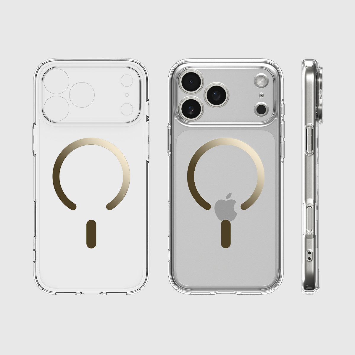 Handyhülle für iPhone 17 Pro, Spigen Ultra Hybrid Mag mit MagSafe, Transparent-Golden