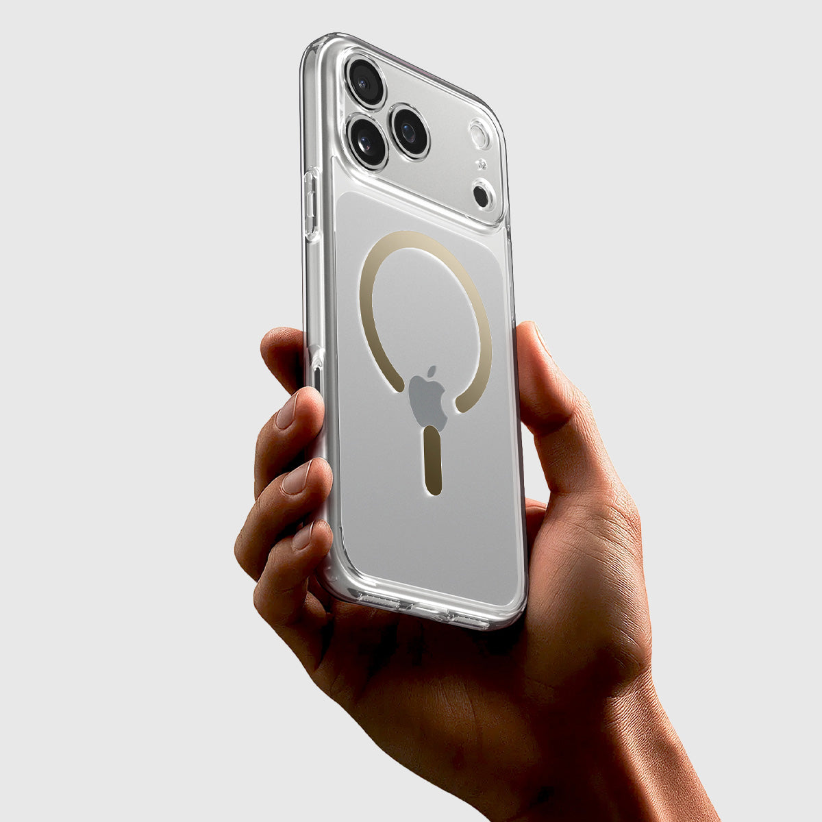 Handyhülle für iPhone 17 Pro, Spigen Ultra Hybrid Mag mit MagSafe, Transparent-Golden