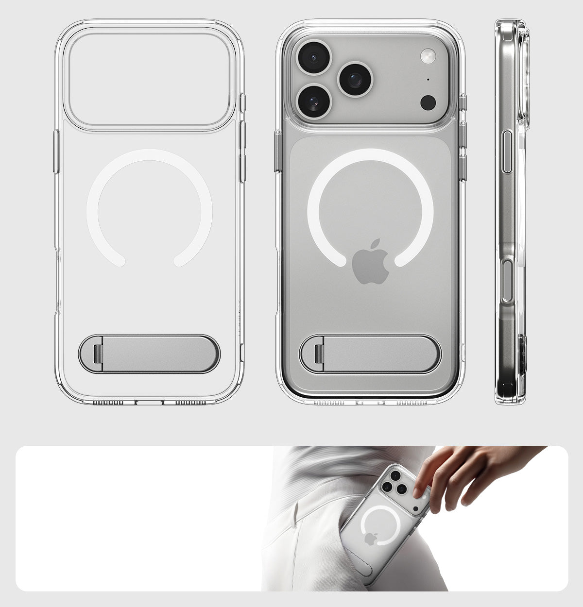 Handyhülle für iPhone 17 Pro, Spigen Ultra Hybrid S Mag mit MagSafe, Transparent-Weiß