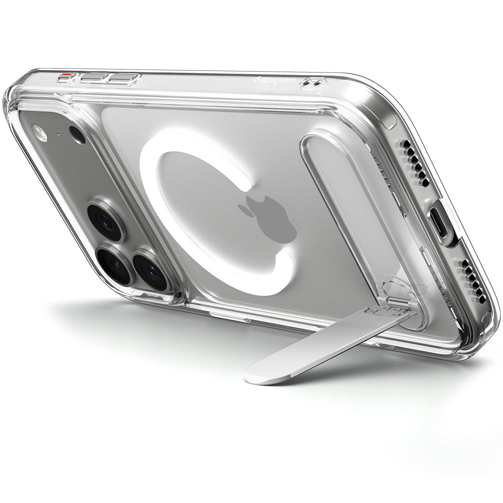 Handyhülle für iPhone 17 Pro, Spigen Ultra Hybrid S Mag mit MagSafe, Transparent-Weiß