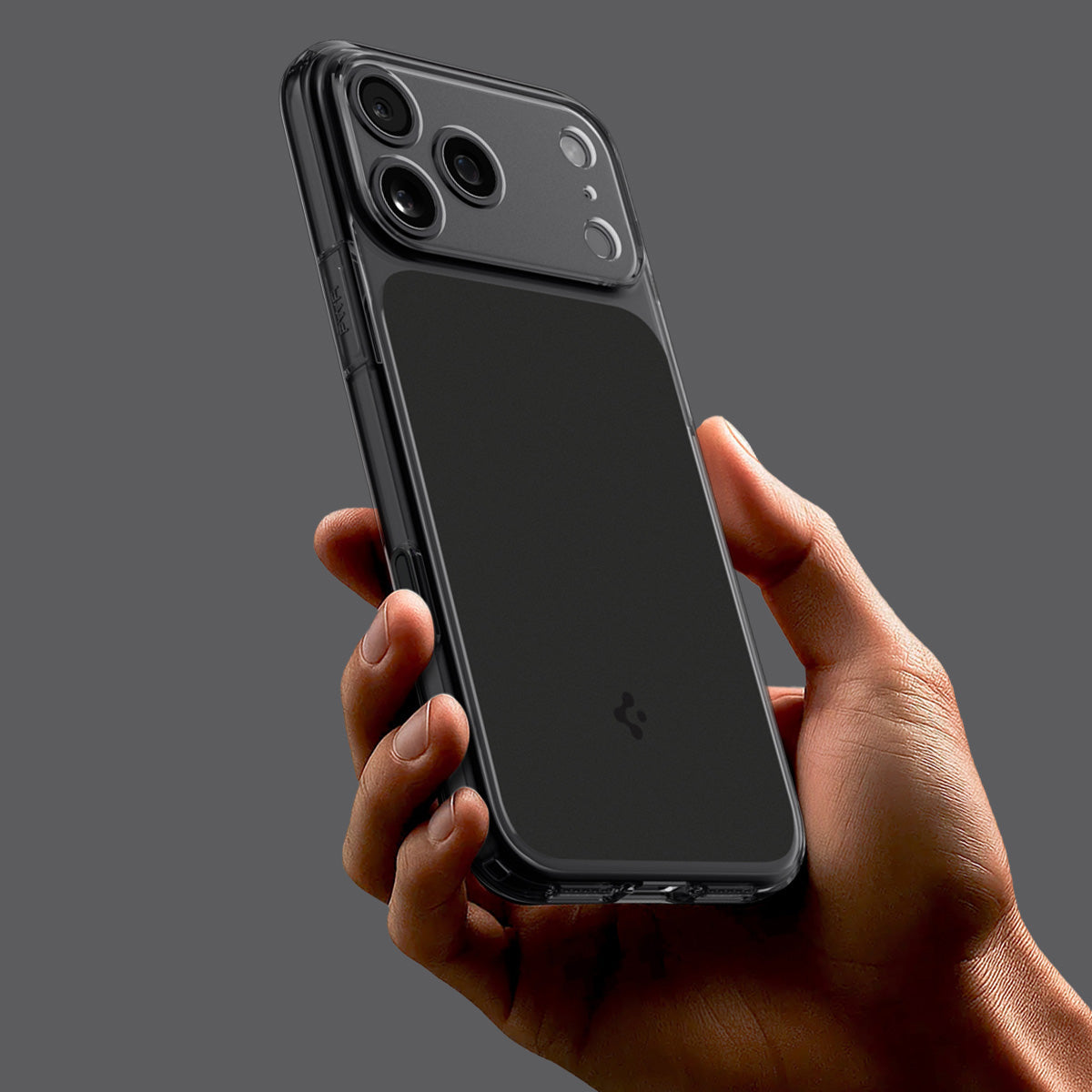 Handyhülle für iPhone 17 Pro Max, Spigen Ultra Hybrid T Mag (CC) mit MagSafe, Rauchfarben-Schwarz