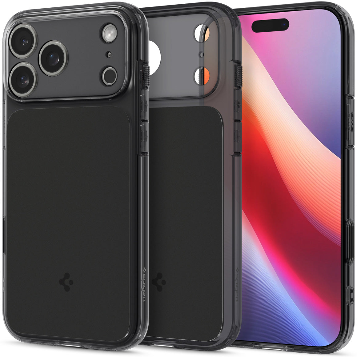Handyhülle für iPhone 17 Pro Max, Spigen Ultra Hybrid T Mag (CC) mit MagSafe, Rauchfarben-Schwarz