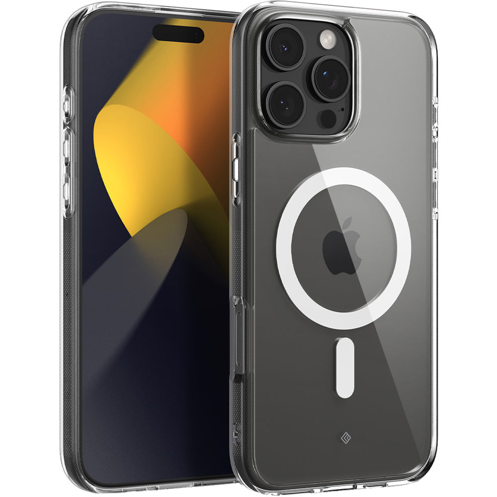 Handyhülle für iPhone 16 Pro Max, Spigen Caseology Capella Mag mit MagSafe, Transparent-Weiß