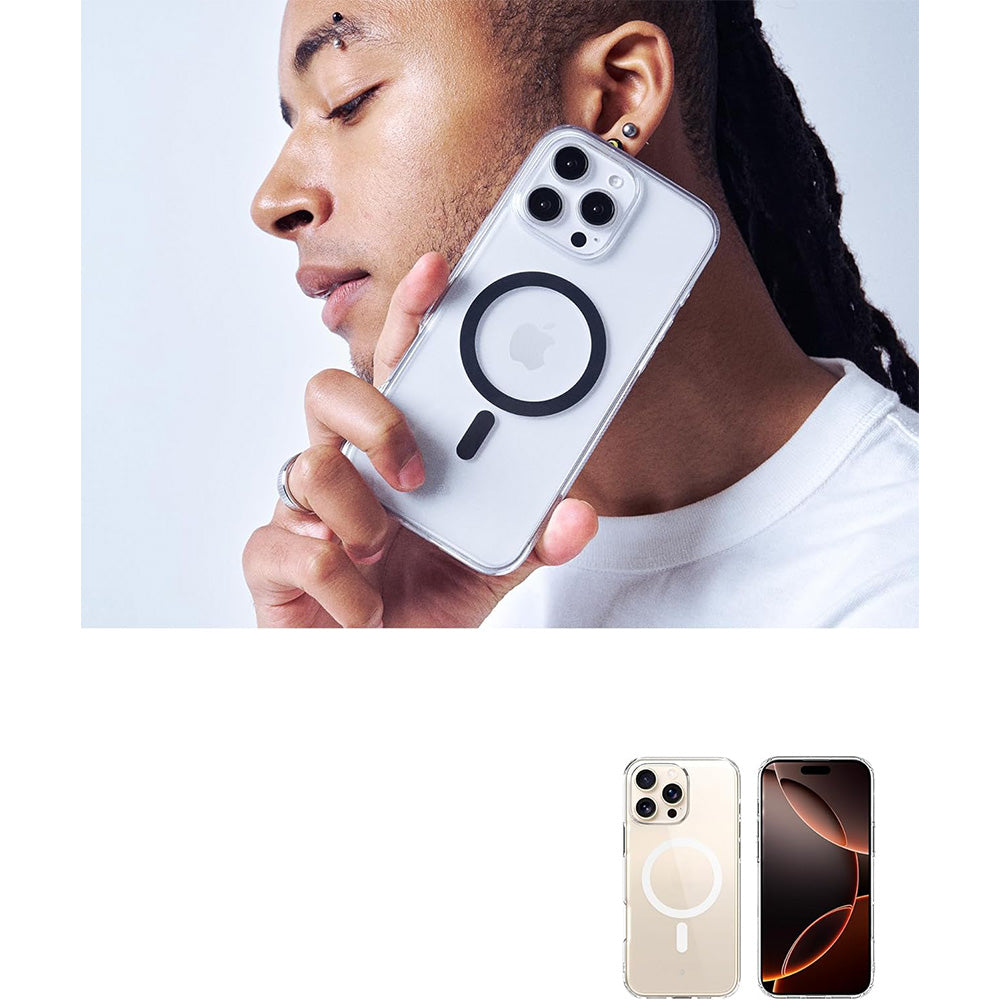 Handyhülle für iPhone 16 Pro Max, Spigen Caseology Capella Mag mit MagSafe, Transparent-Weiß