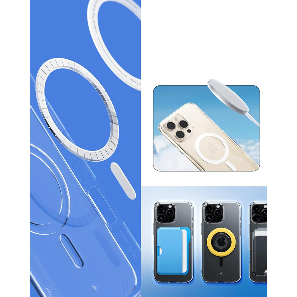 Handyhülle für iPhone 16 Pro Max, Spigen Caseology Capella Mag mit MagSafe, Transparent-Weiß