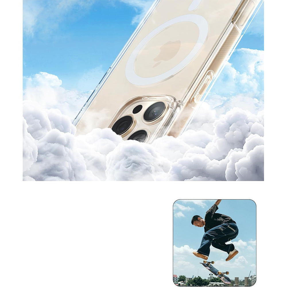 Handyhülle für iPhone 16 Pro Max, Spigen Caseology Capella Mag mit MagSafe, Transparent-Weiß
