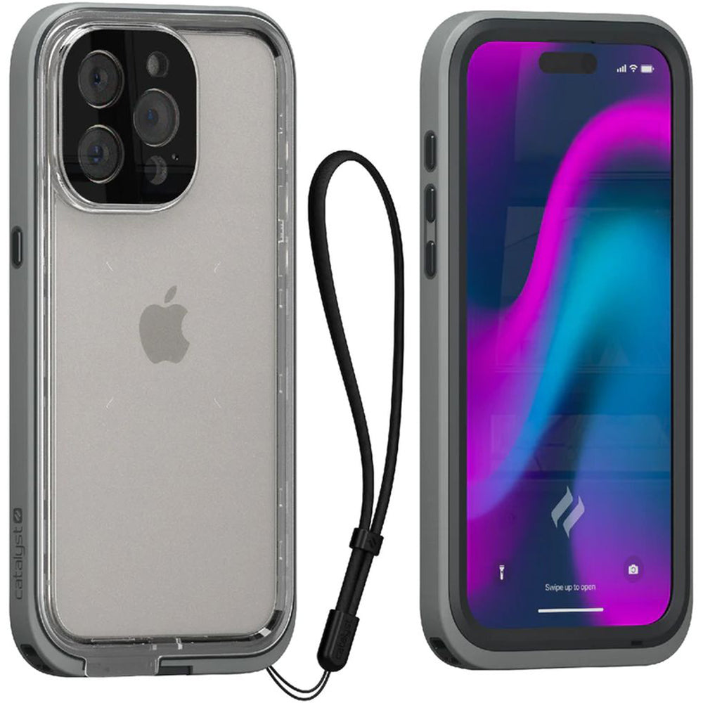 Wasserdichte Schutzhülle Catalyst Total Protection für iPhone 15 Pro Max Grau