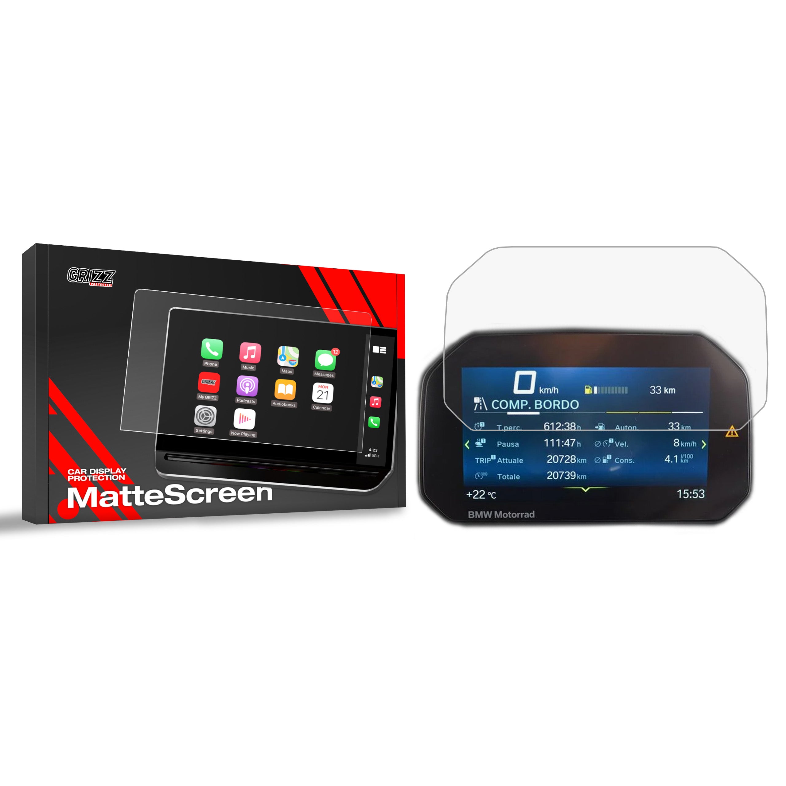 Matte Autodisplayfolie für BMW C 400 X 6,5" TFT (2018-...), Grizz Protector