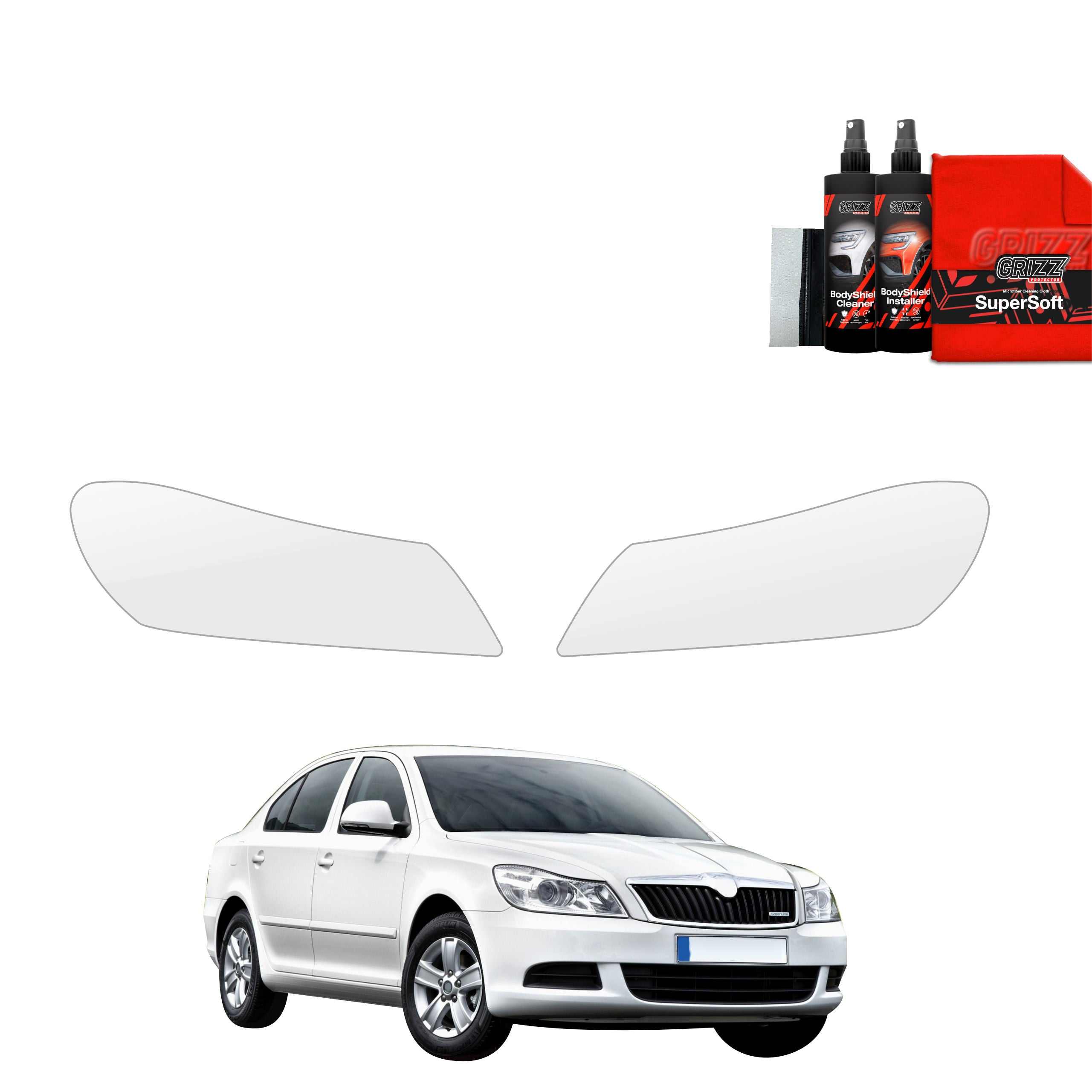 2in1 Schutzfolie Grizz Protector für Scheinwerfer - Skoda Octavia 2 Sedan Facelifting (2008-2013)