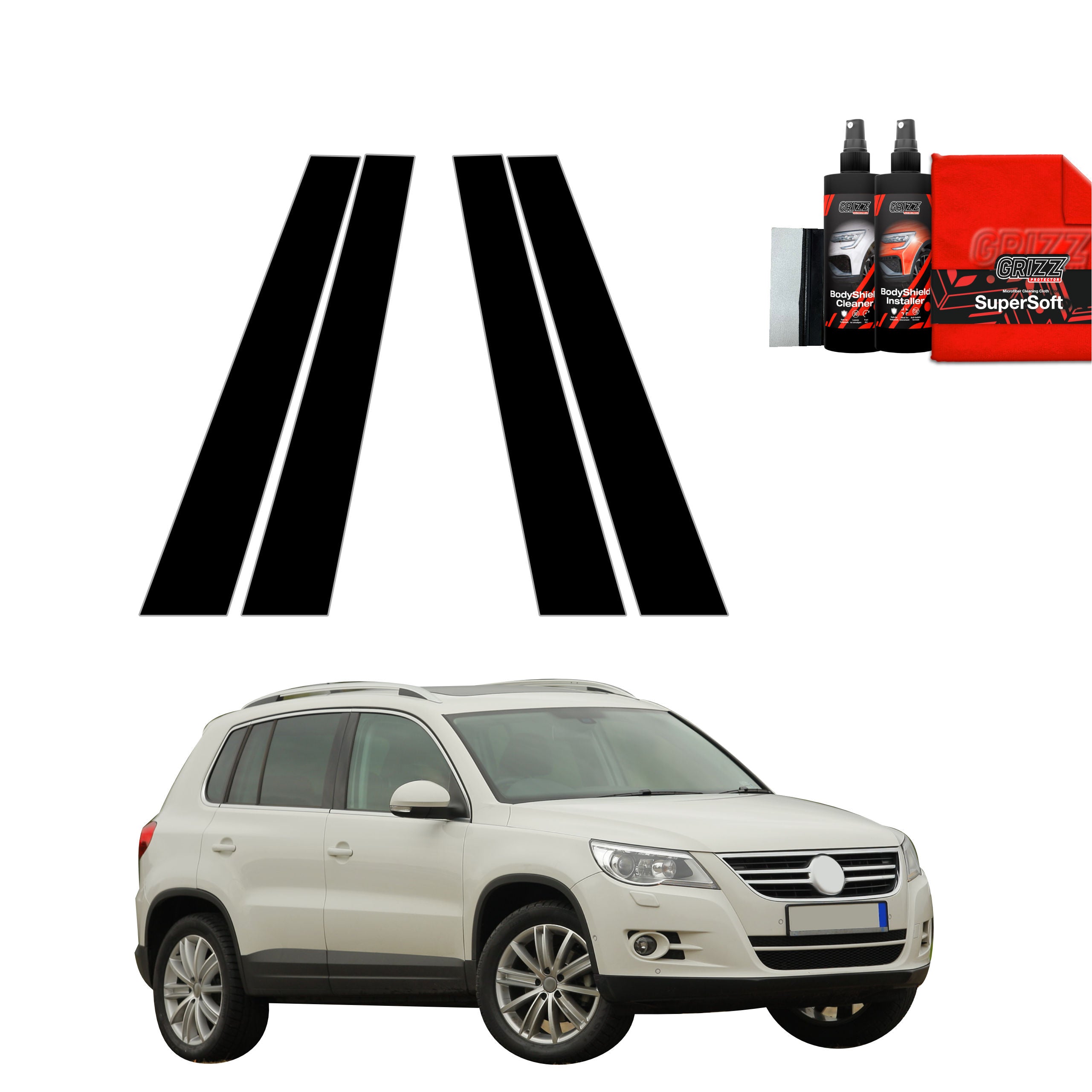 4in1 Schwarze Grizz Protector schutzfolie für B-Säule - Volkswagen Tiguan 5D (2007-2011)