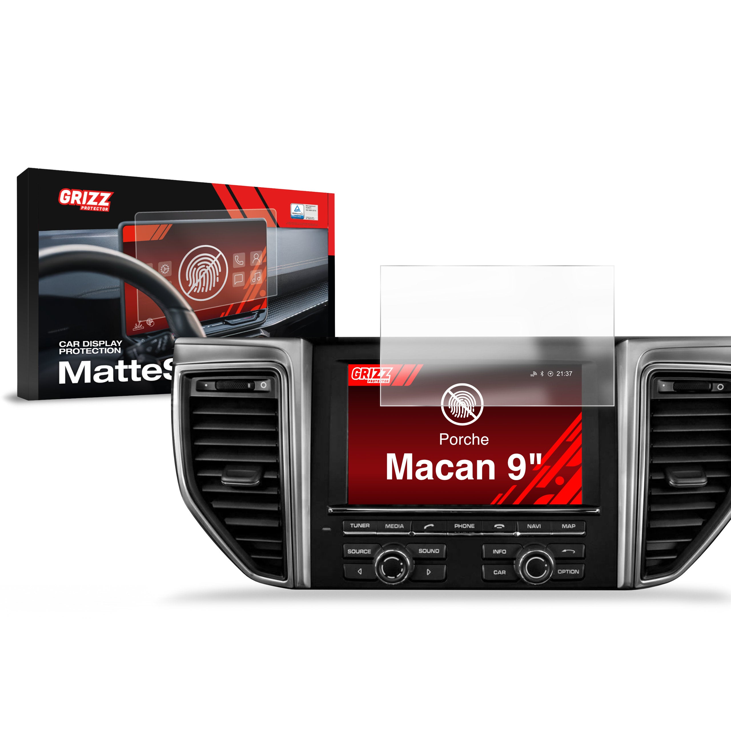 Matte Autodisplayfolie für Porsche Macan 9" (2014-2018), Grizz Protector