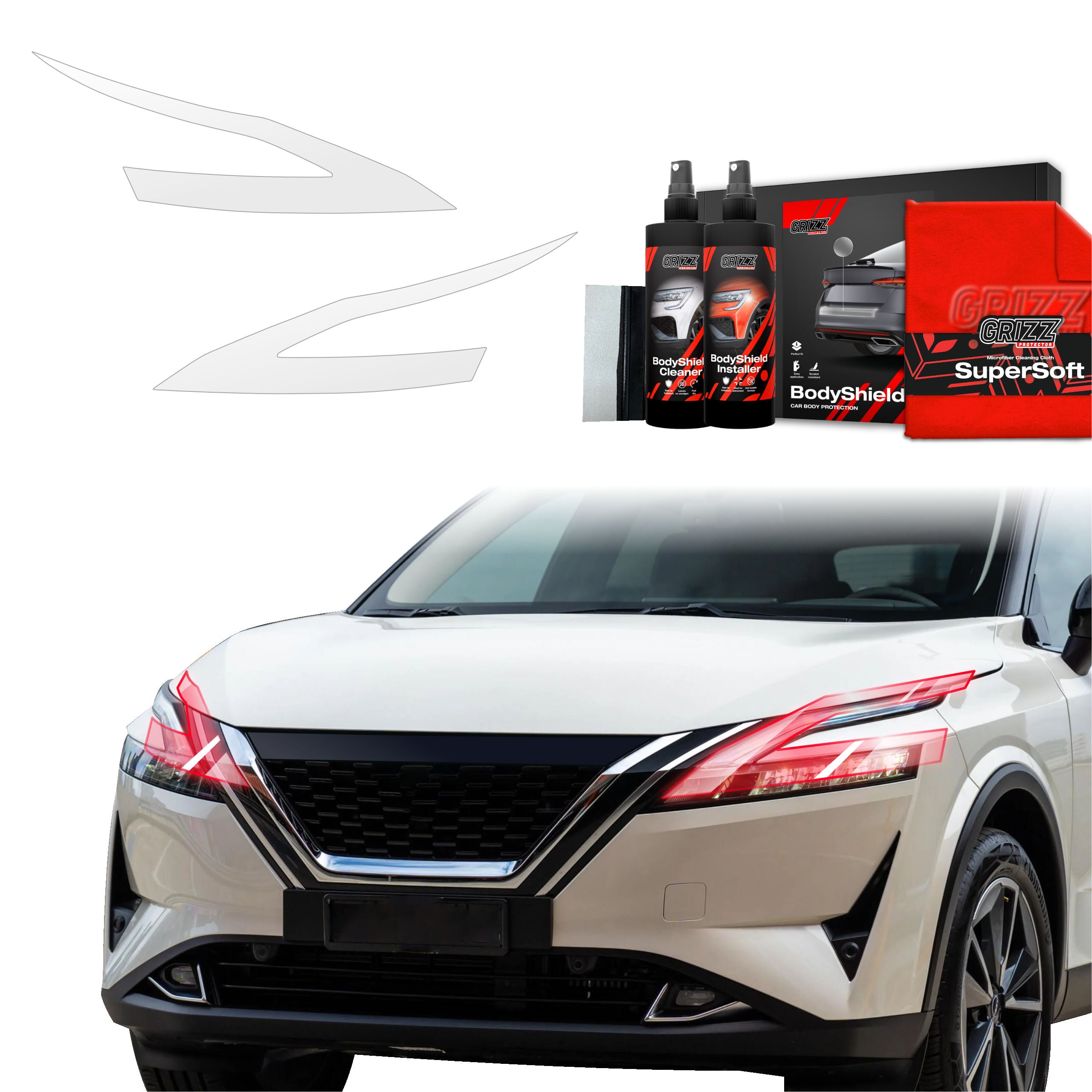 2in1 Schutzfolie Grizz Protector für Scheinwerfer - Nissan Qashqai 3 (2021-2024)