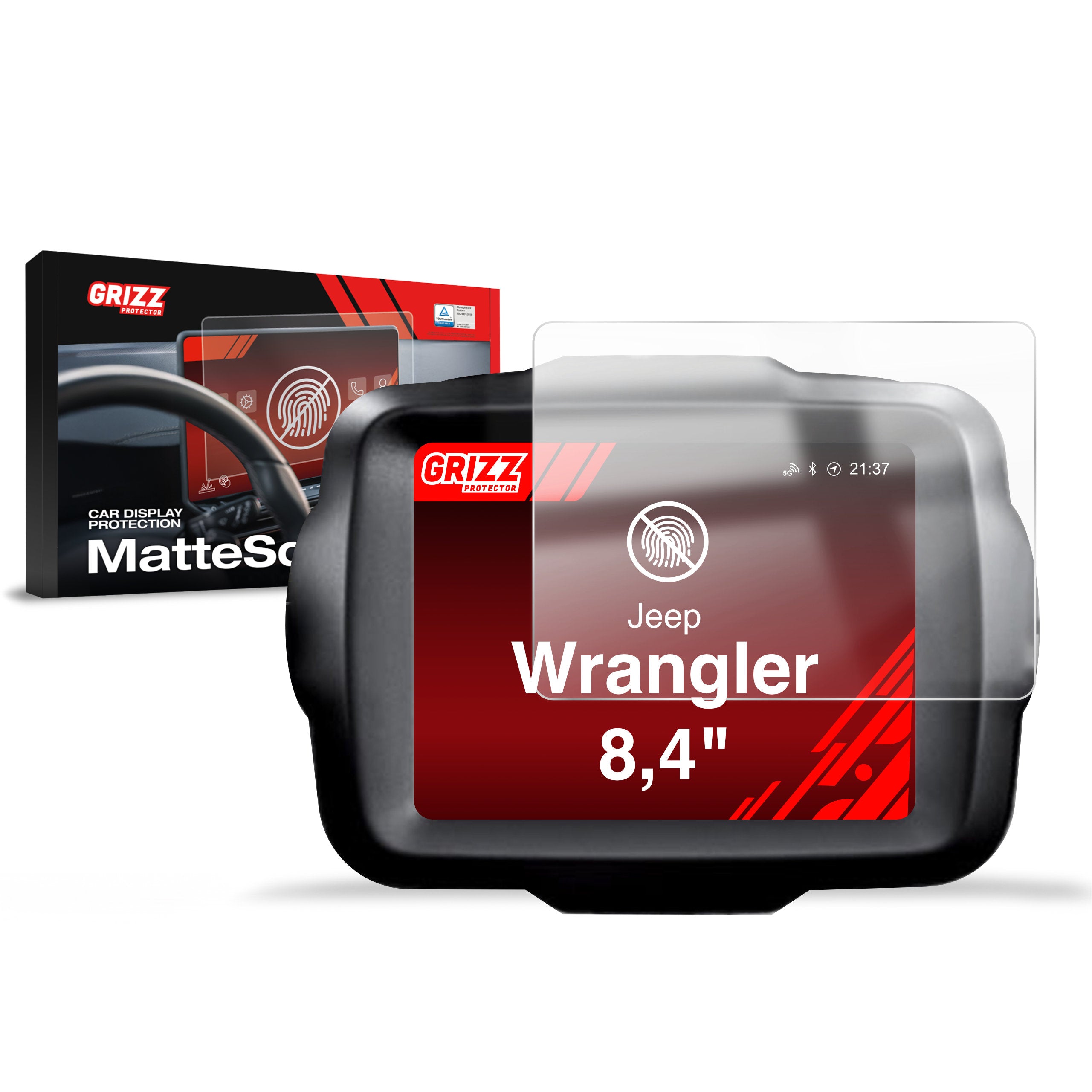 Matte Autodisplayfolie für Jeep Wrangler 8,4" (2018-2024), Grizz Protector