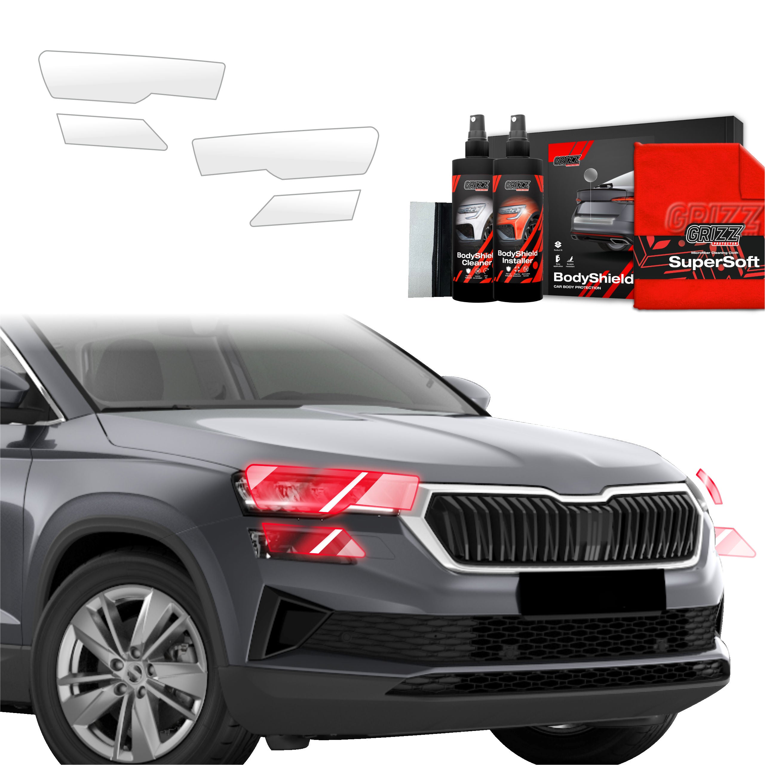 4in1 Schutzfolie Grizz Protector für Scheinwerfer - Skoda Karoq (2022-2026)
