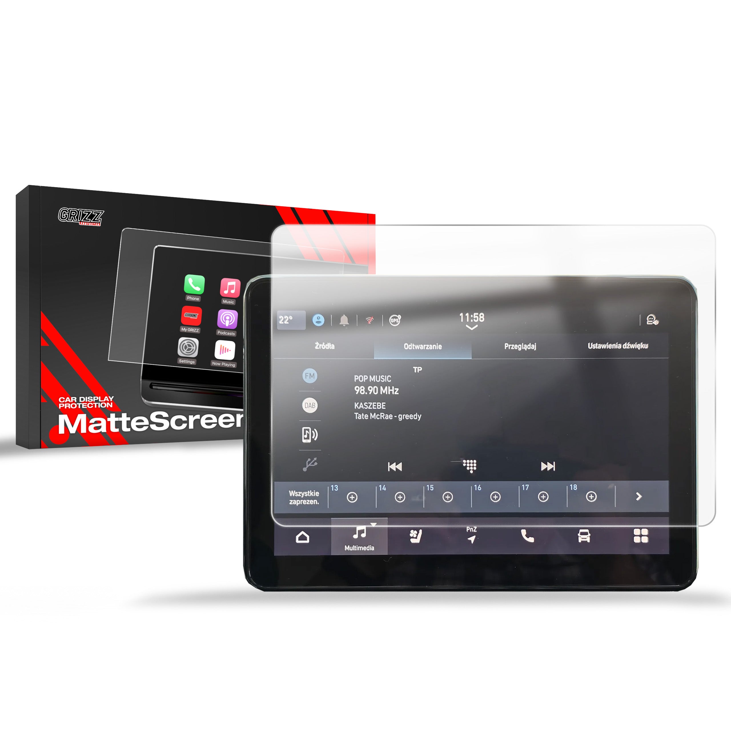 Matte Autodisplayfolie für Peugeot E-Boxer 10" (2024-2025), Grizz Protector