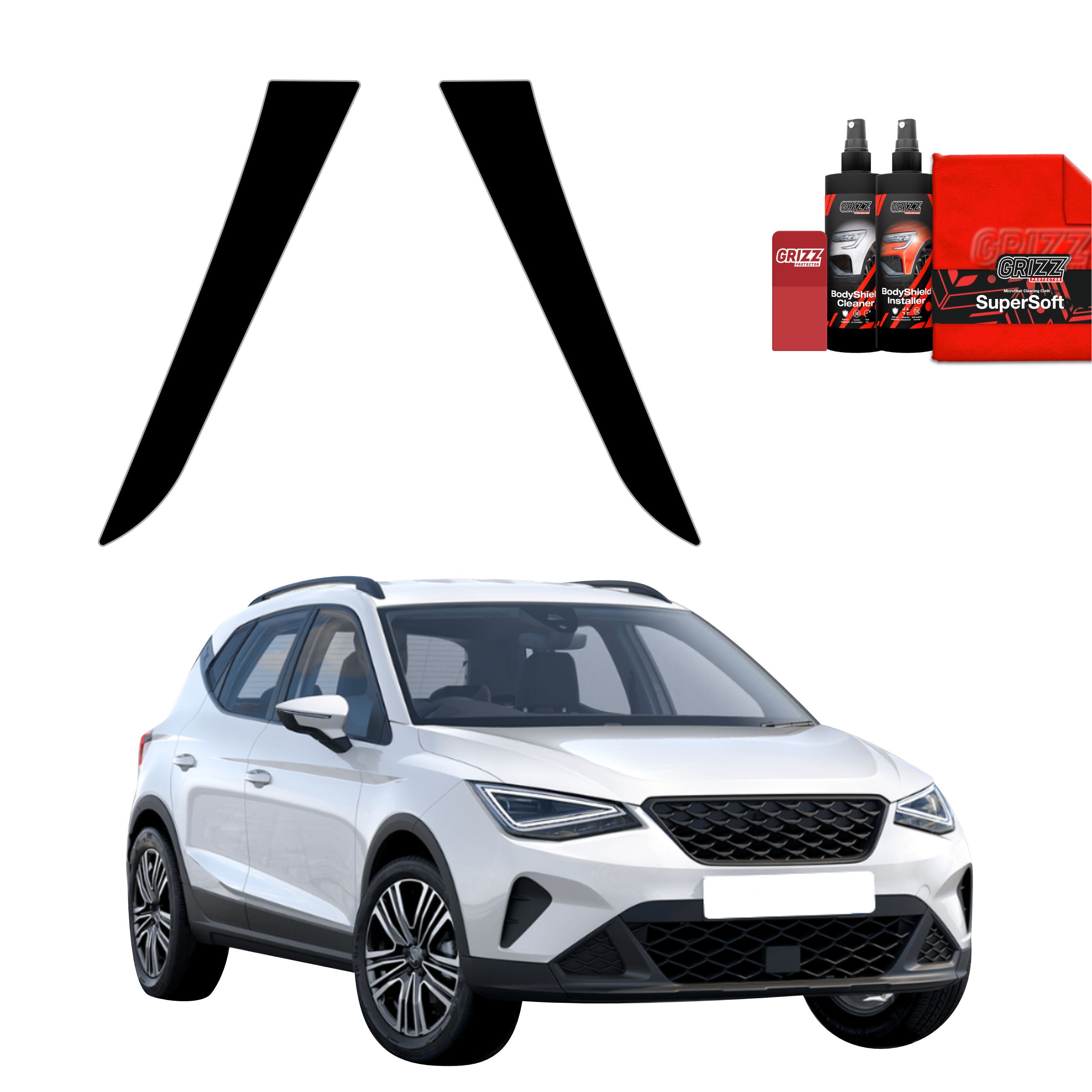 2in1 Schwarze Grizz Protector schutzfolie für C-Säule - Seat Arona (2021-2026)