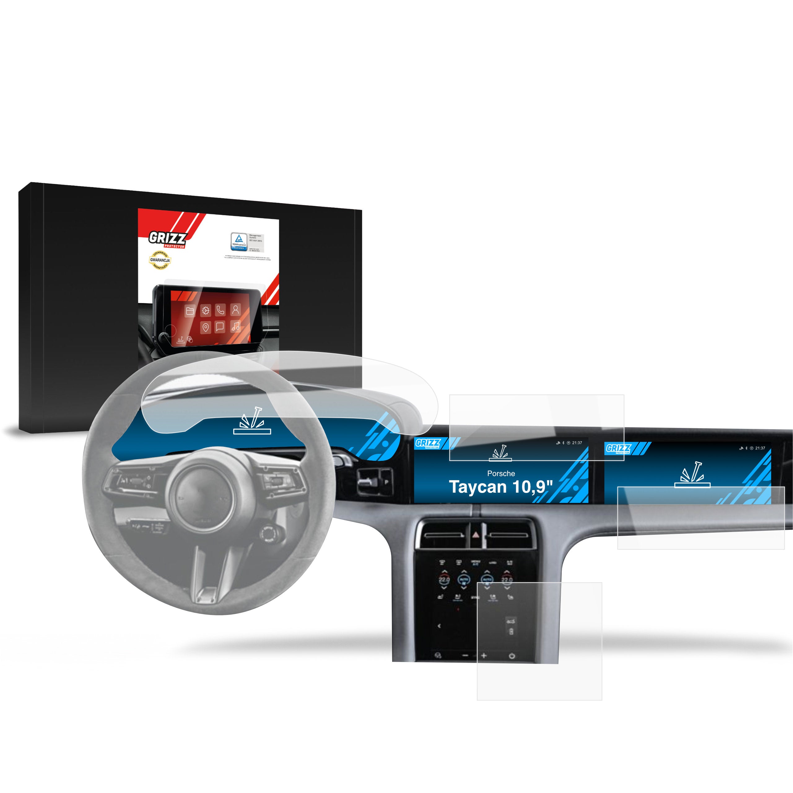 Keramische Autodisplayfolie 4in1 für Porsche Taycan (2019-2024), Grizz Protector