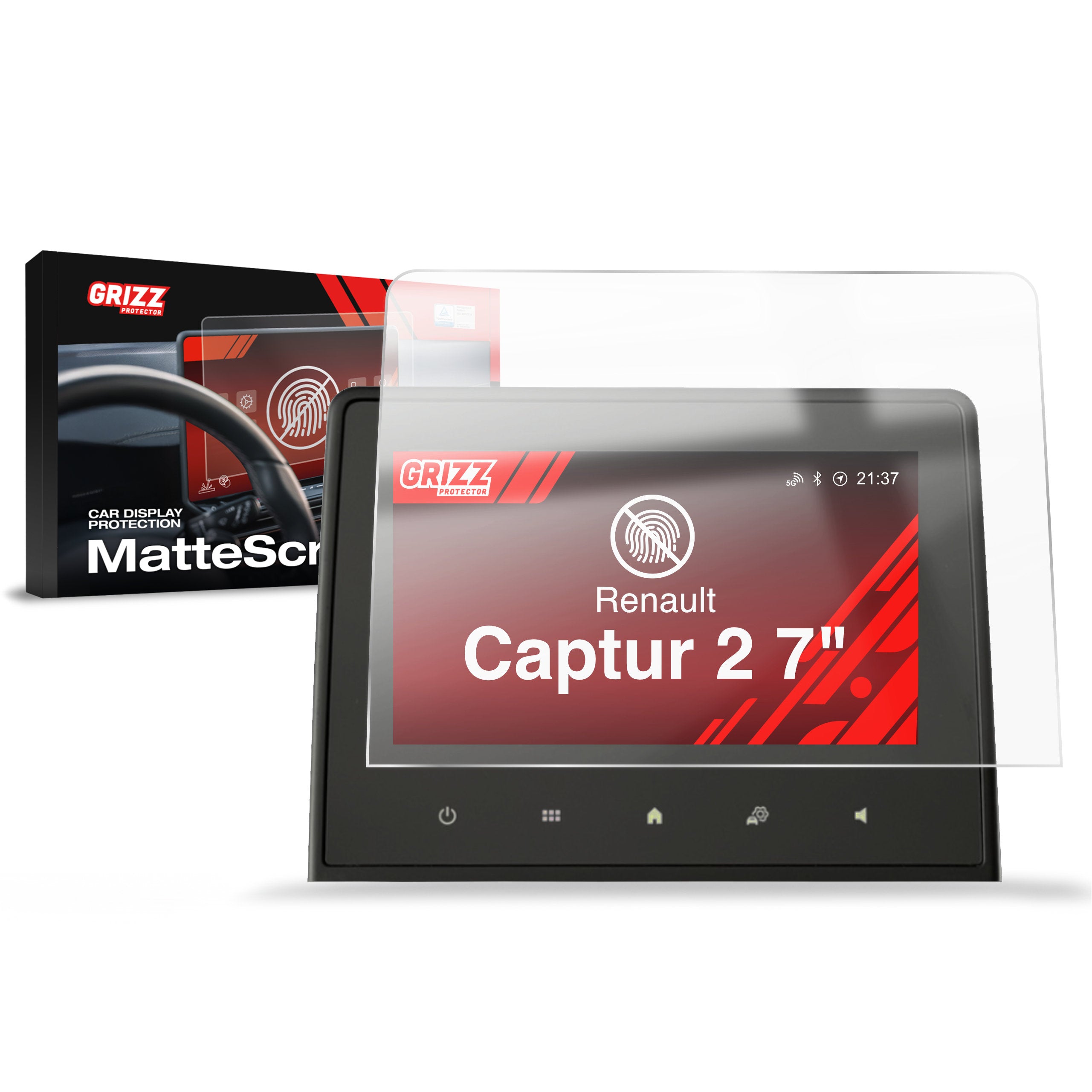 Matte Autodisplayfolie für Renault Captur 2 7" (2021-2024), Grizz Protector