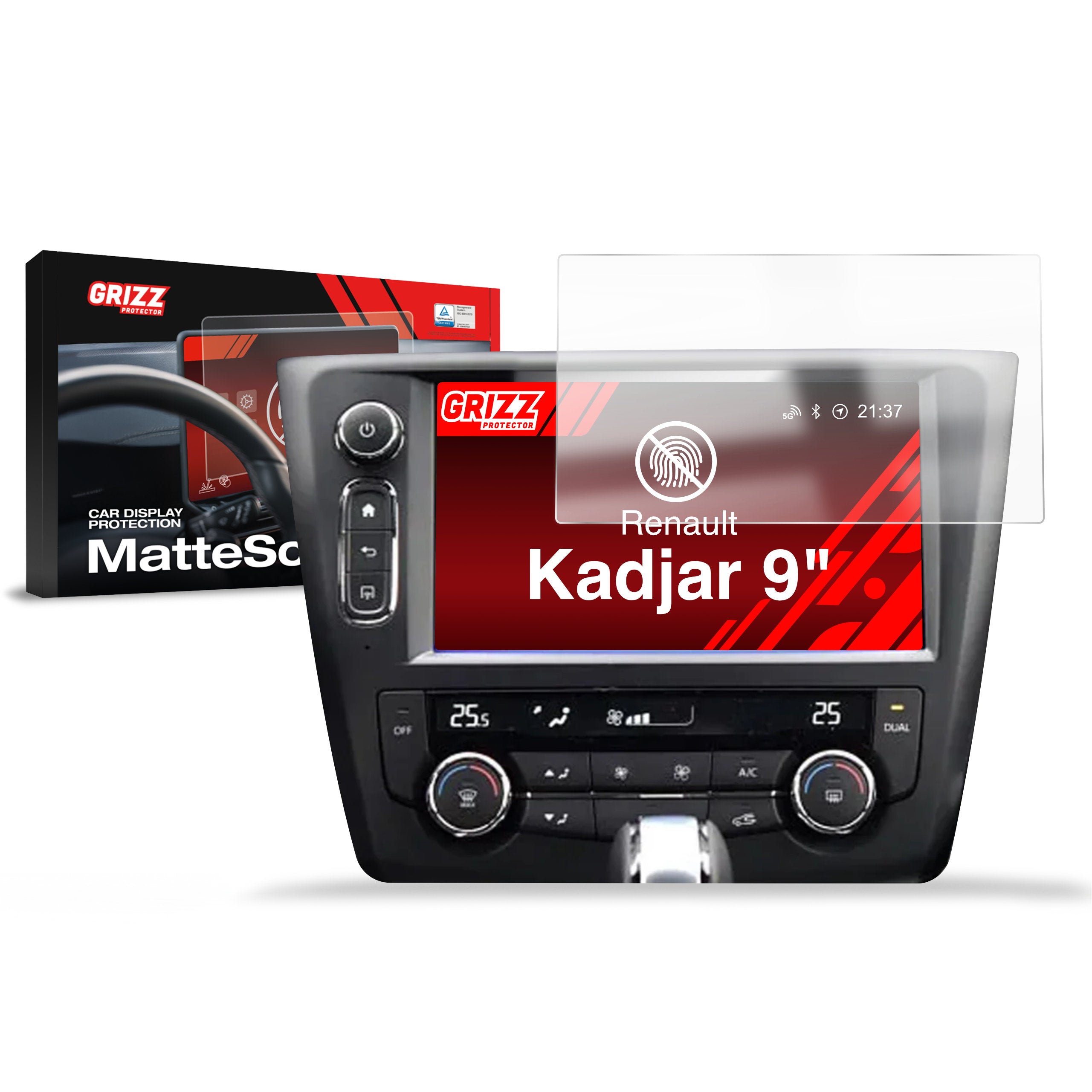 Matte Autodisplayfolie für Renault Kadjar 9" (2016-2019), Grizz Protector