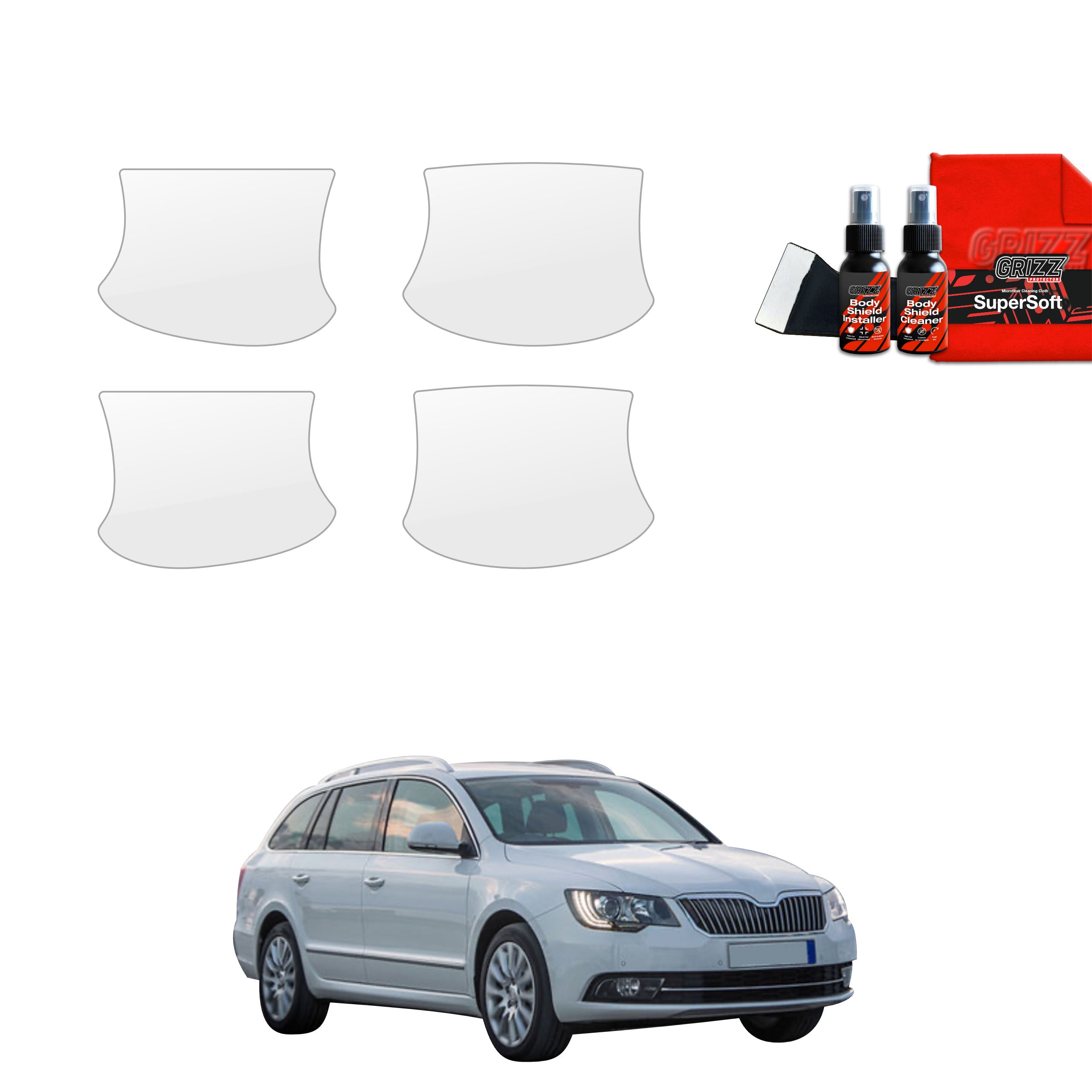 4in1 Schutzfolie Grizz Protector für Türgriffmulden - Skoda Superb 2 Kombi Facelifting (2013-2015)