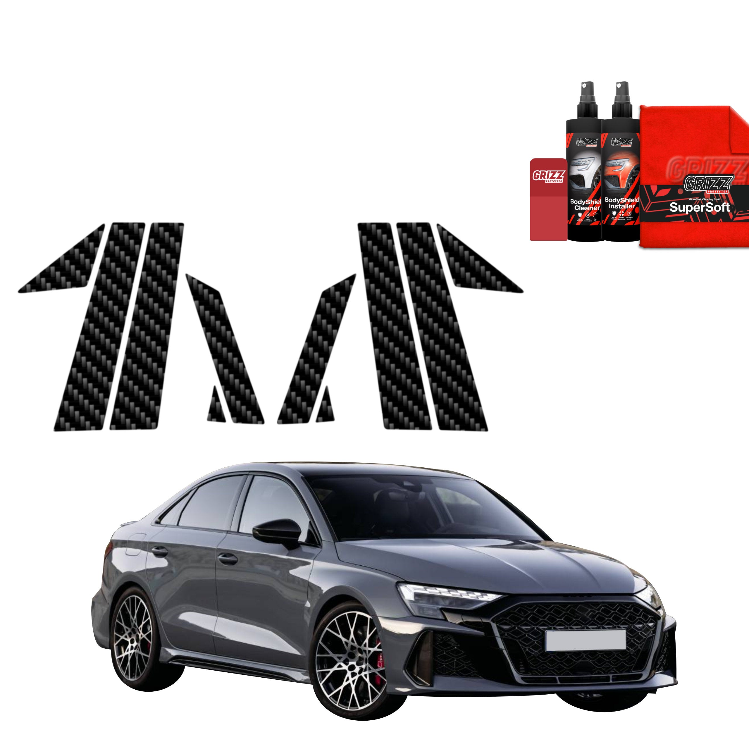 10in1 Kohlenstoff Schutzfolie Grizz Protector für B-C-Säule - Audi RS3 (2025-2026)