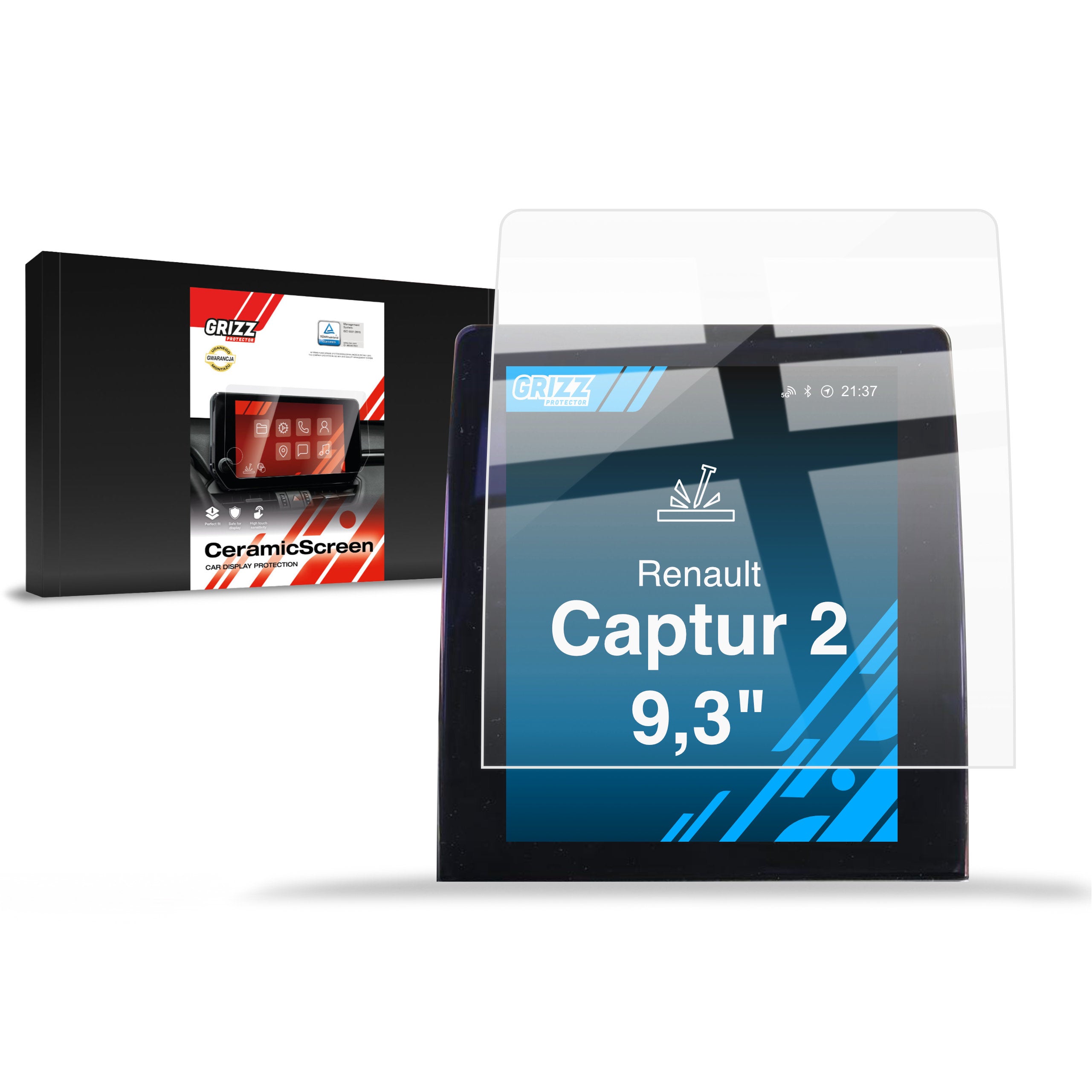 Keramische Autodisplayfolie für Renault Captur 2 9,3" (2021-2024), Grizz Protector