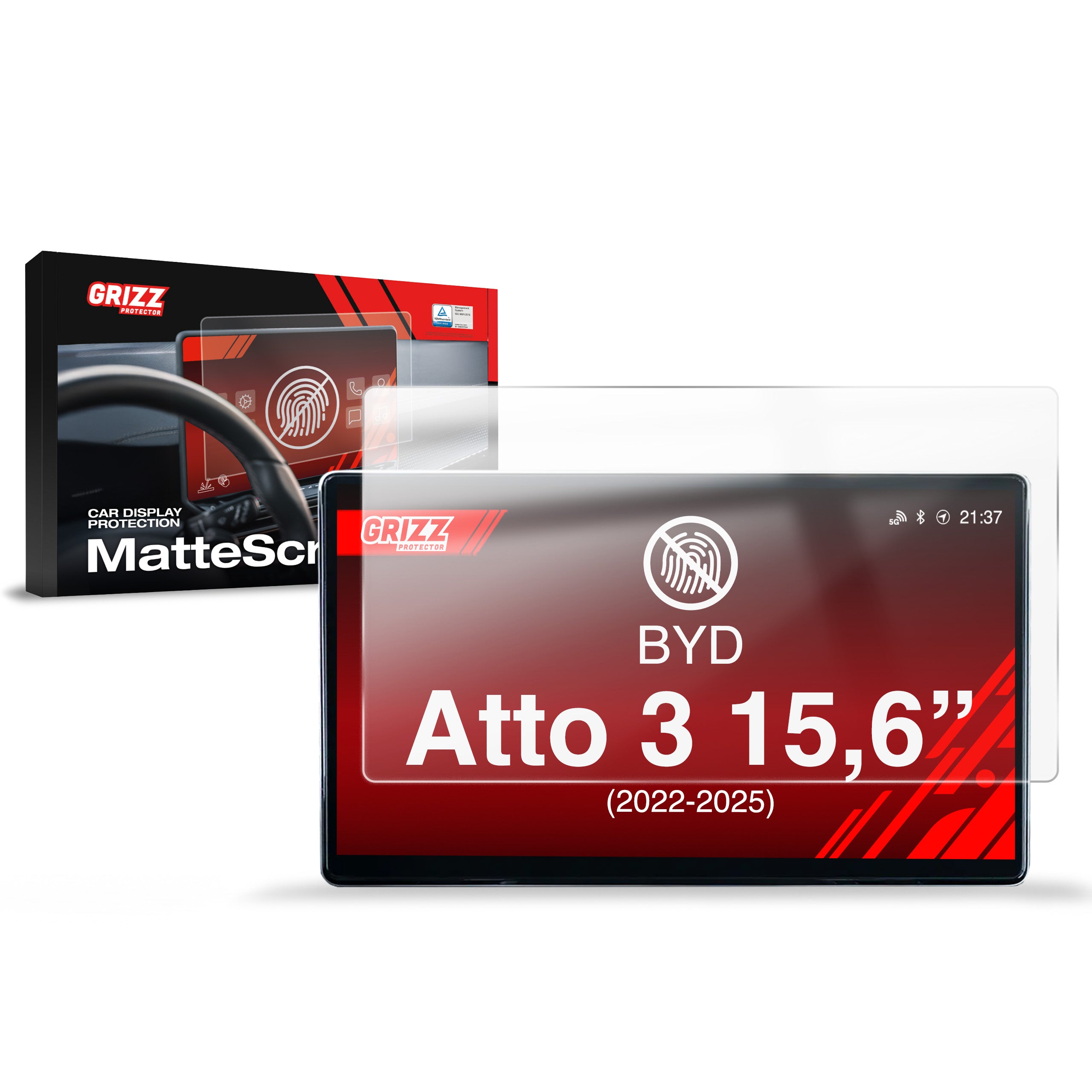 Matte Autodisplayfolie für BYD Atto 3 15,6" (2022-2026), Grizz Protector