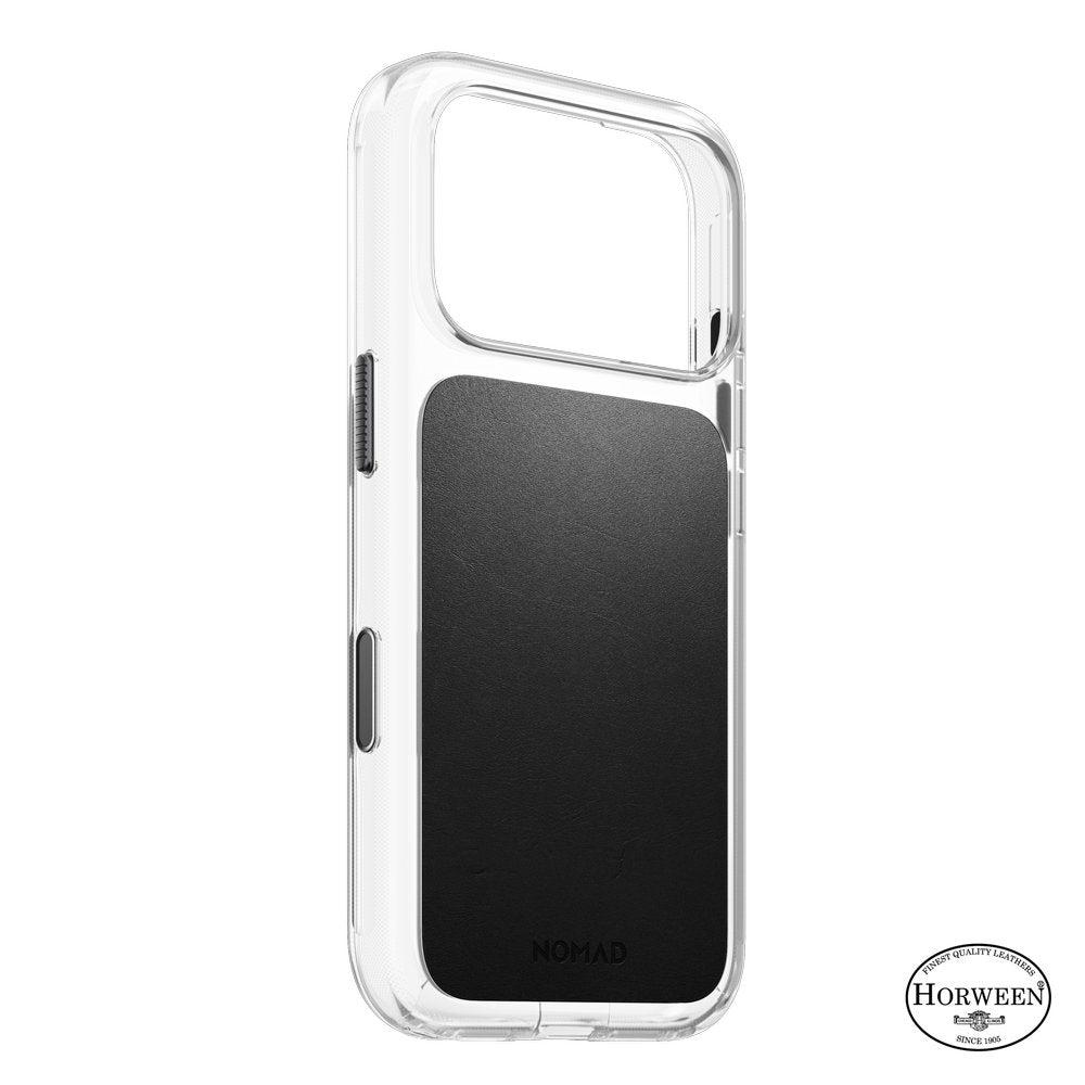 Handyhülle aus Naturleder für iPhone 18 Pro / 17 Pro, Nomad Modern Leather Case Horween Series mit MagSafe, Transparent und Schwarz (6/9)