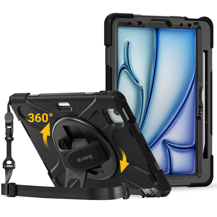 Hülle gepanzert für iPad Air 11" / 10.9" 2020-2026 / Pro 11" 2018-2022, Crong Defender Plus, schwarz