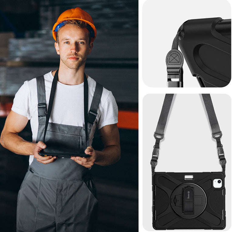 Hülle gepanzert für iPad Pro 11 M5 2025, M4 2024, Crong Defender Plus, schwarz